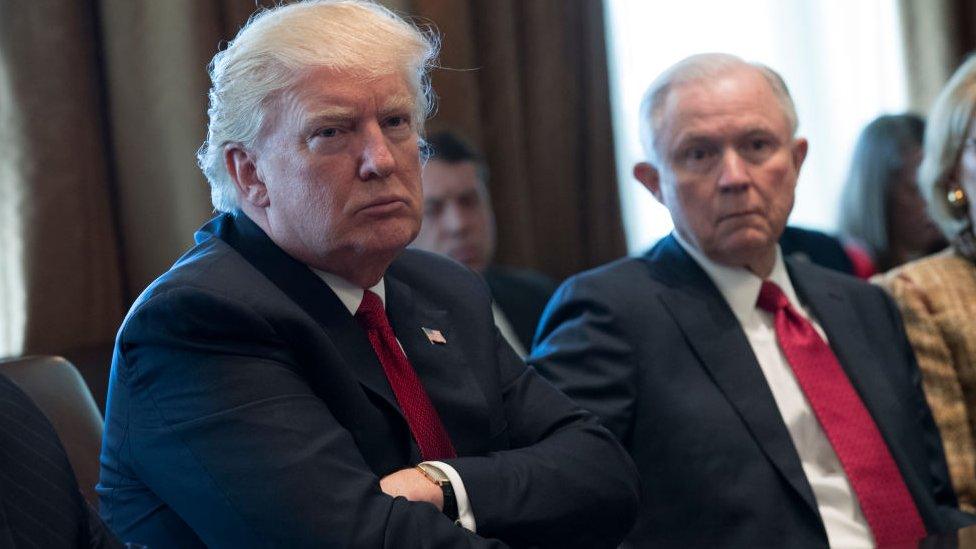 Donald Trump and Jeff Sessions at a White House meeting in March.