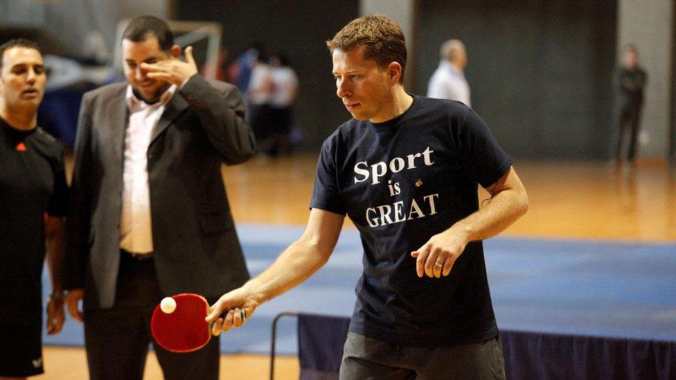 Tom Fletcher playing table tennis