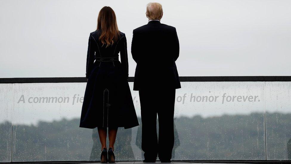 US President Donald Trump and first lady Melania Trump tour the Flight 93 National Memorial