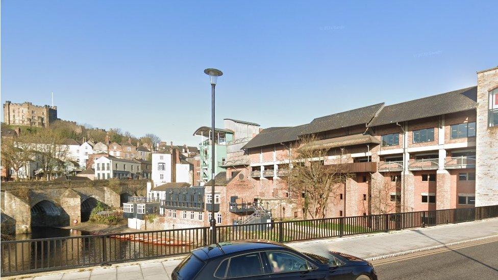 View of the Prince Bishops car park from Elvet Bridge