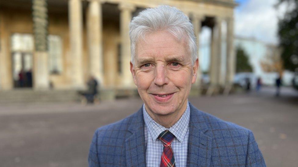 Lord Lieutenant Edward Gillespie standing in front of Pittville Pump Rooms