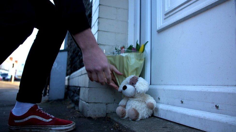 Generic shot of unwanted gift left on stalking victim's doorstep