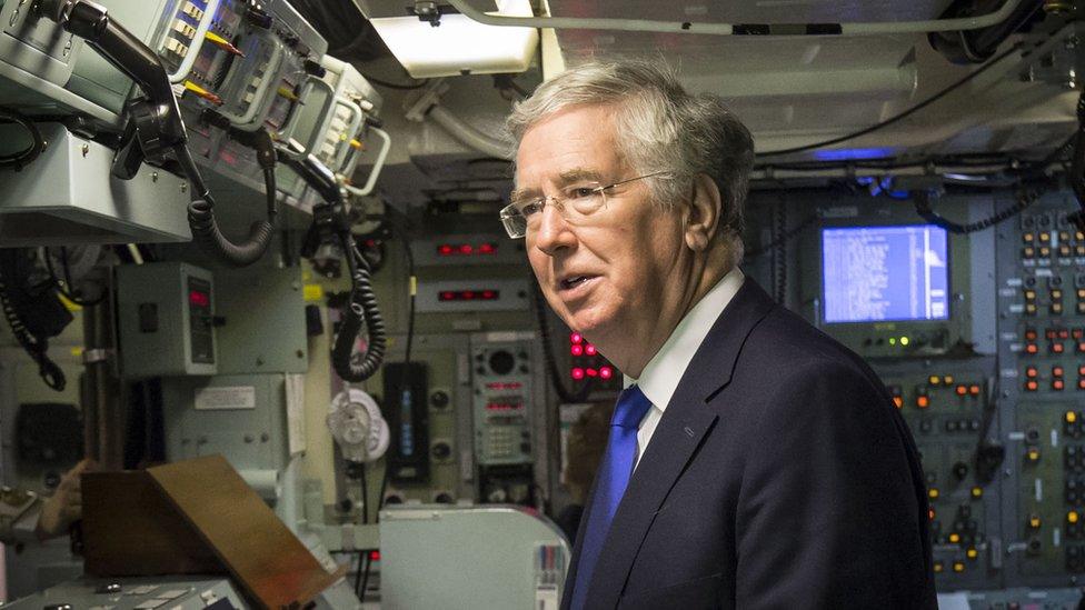 Michael Fallon aboard HMS Vigilant