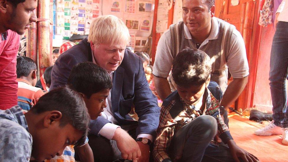 Boris Johnson meeting children in Bangladesh