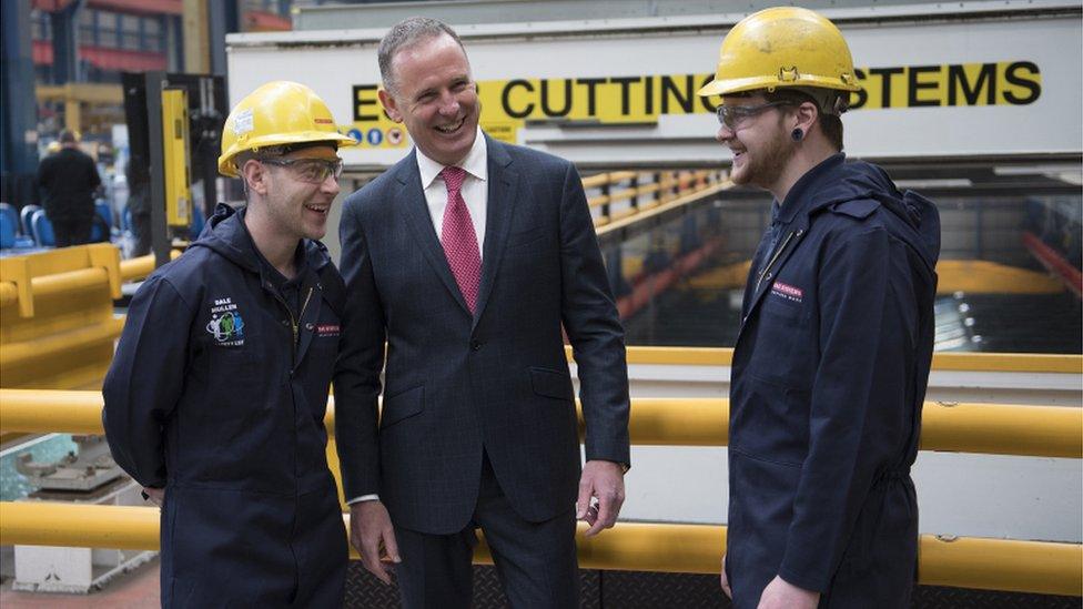 Tony Douglas CEO of Defence Equipment and Support meeting BAE Systems apprentices - at today’s event.