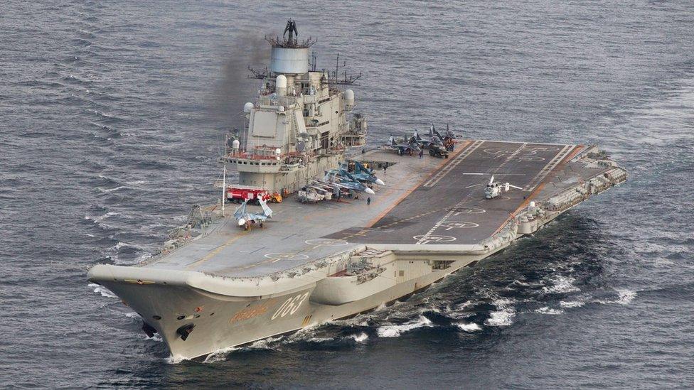 Norwegian air force handout picture of Admiral Kuznetsov off Norway (17 Oct)