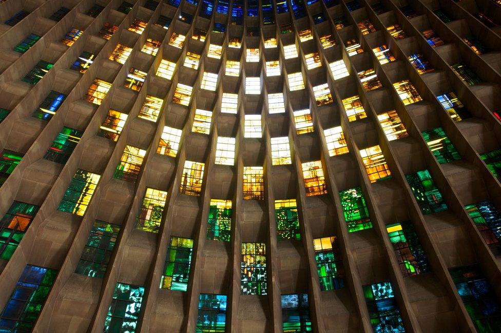 John Piper's stained glass windows in the cathedral