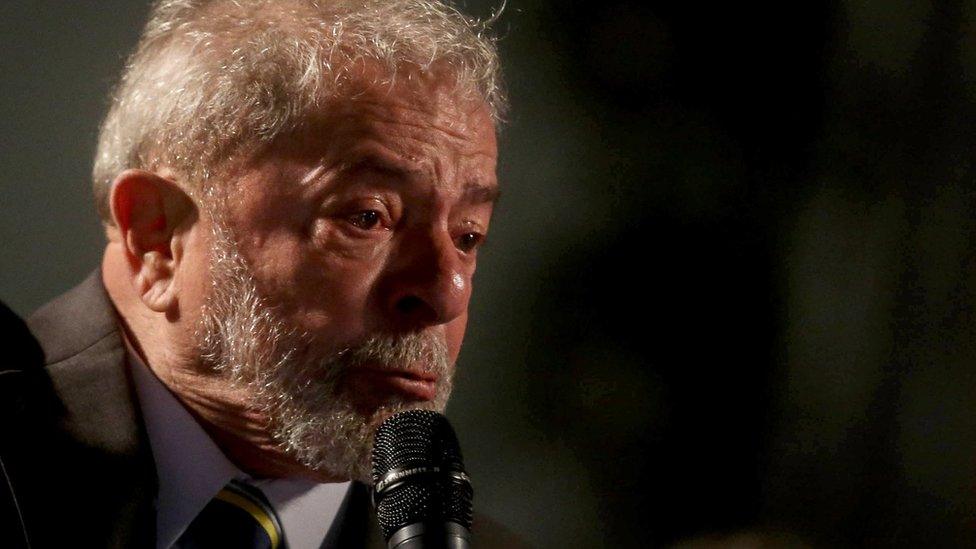 Former Brazilian President Luiz Inacio Lula da Silva speaks after giving testimony to federal judge Sergio Moro in Curitiba