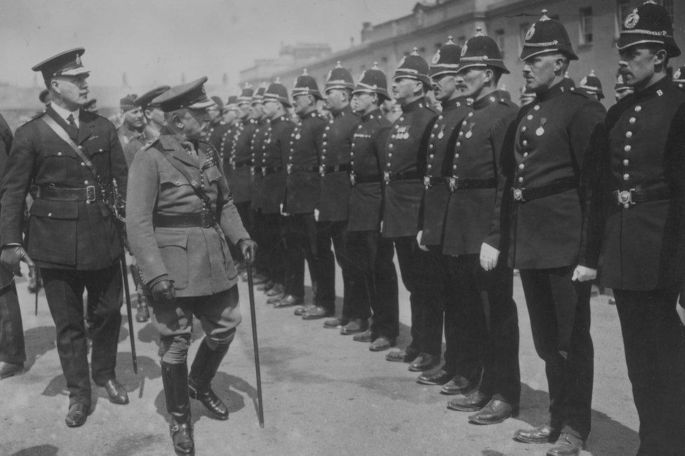 An RIC inspection in May 1921 by the penultimate Lord Lieutenant of Ireland