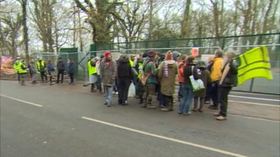 Anti-fracking protesters at Horse Hill