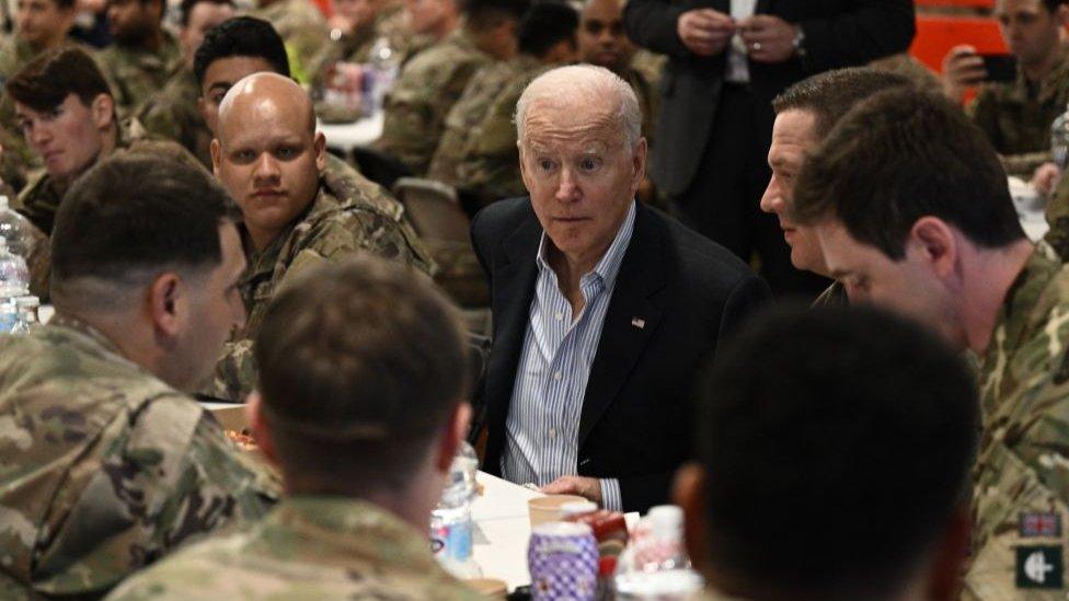 Joe Biden with US troops