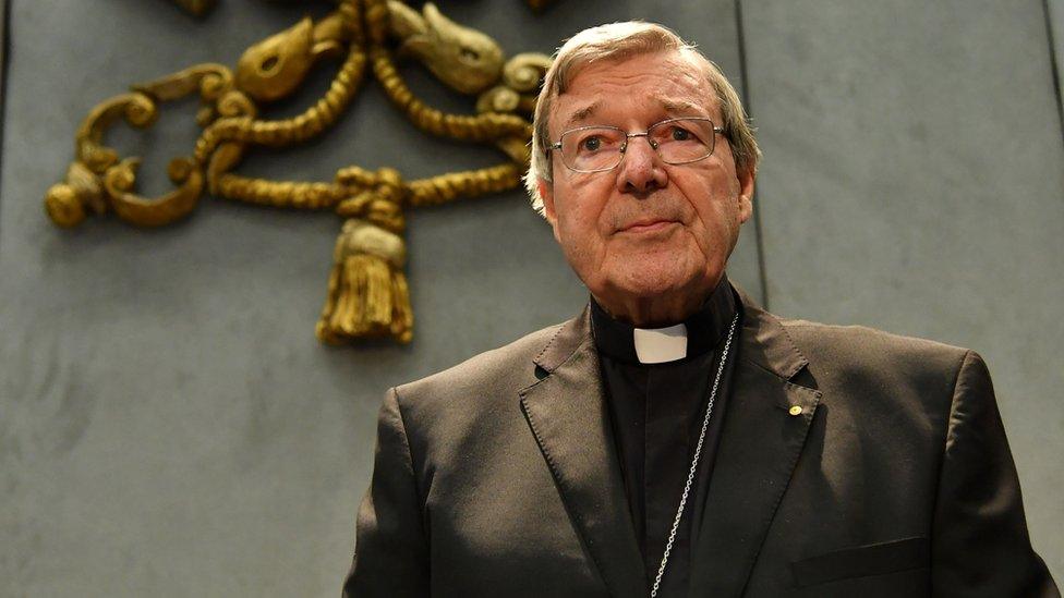 Cardinal Pell addresses the media at the Vatican in 2017 after being charged with sex offences