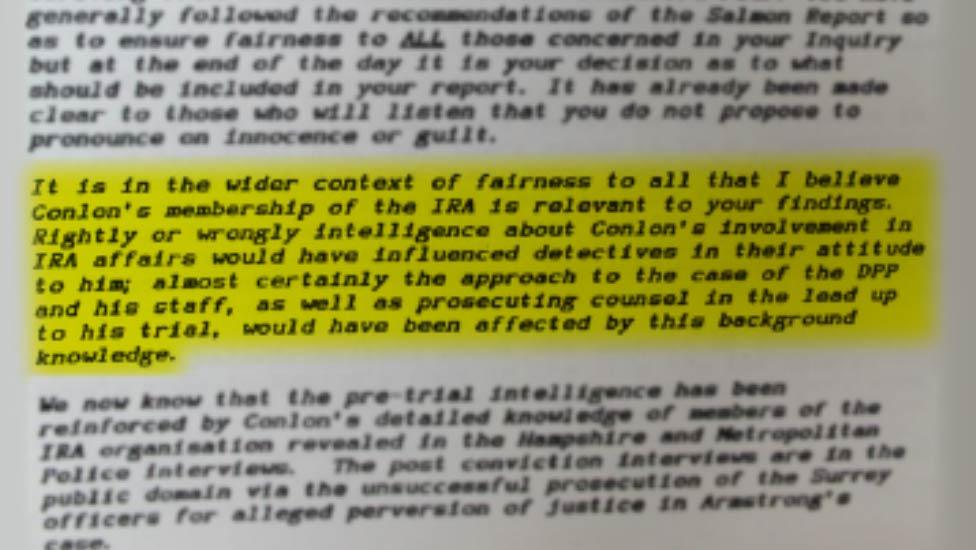 "Conlon's membership of the IRA", Richard Barratt letter, 19 February 1994