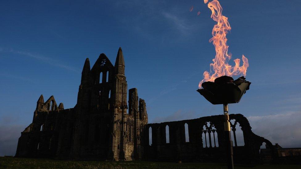 A beacon was lit at Whitby Abbey in North Yorkshire