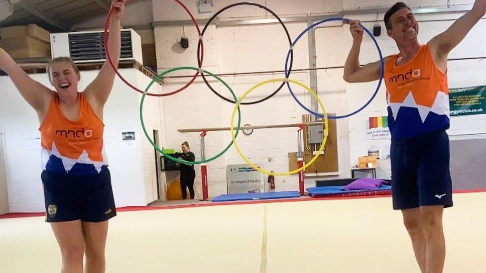 Charlotte and Stuart pose with their own Olympic rings