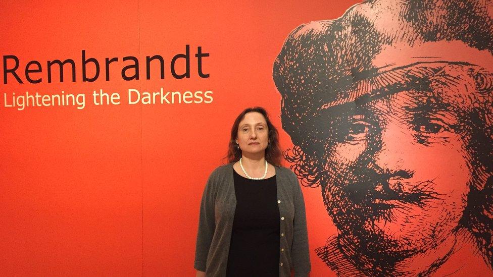 Dr Francesca Vanke at the Norwich Castle Museum's Rembrandt exhibition