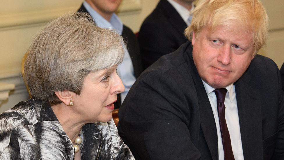 Theresa May and Boris Johnson at a cabinet meeting, 12 June 2017