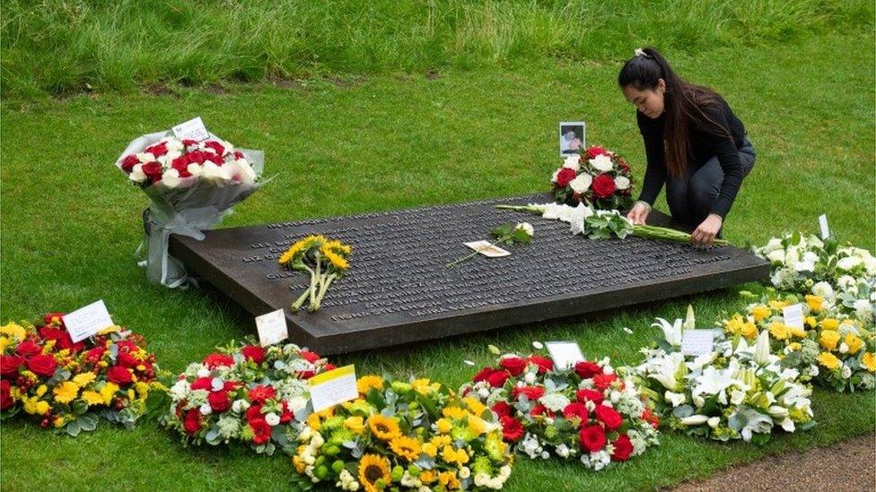 Flowers laid at the 7 July memorial