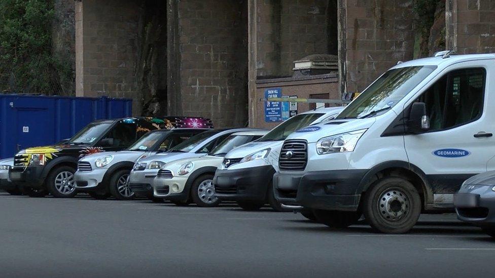 Cars parked in Jersey