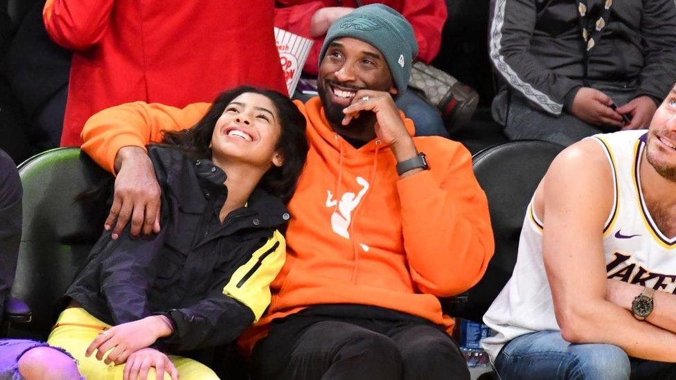 Kobe Bryant and daughter Gianna Bryant attend a basketball game between the Los Angeles Lakers and the Dallas Mavericks at Staples Center on December 29, 2019 in Los Angeles, California