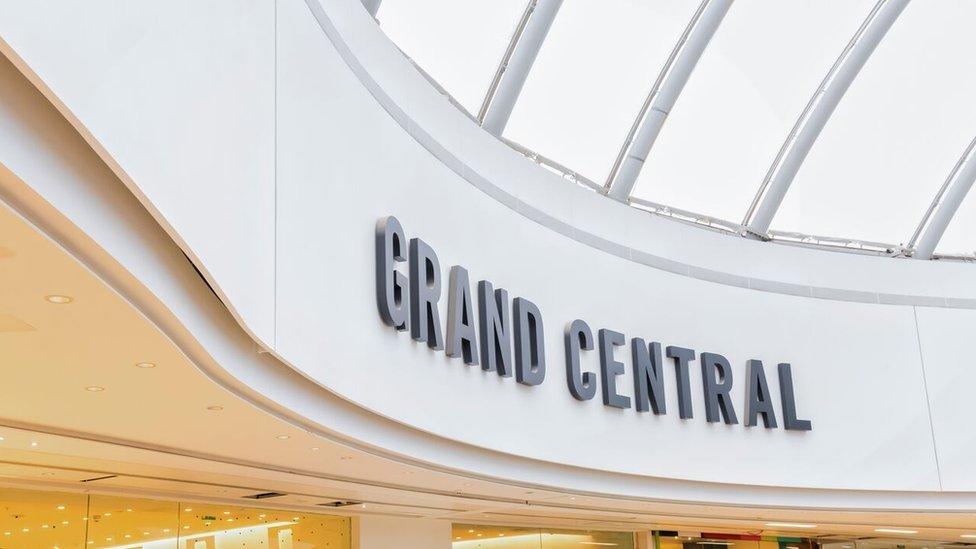 Close-up picture of the Grand Central sign inside the building