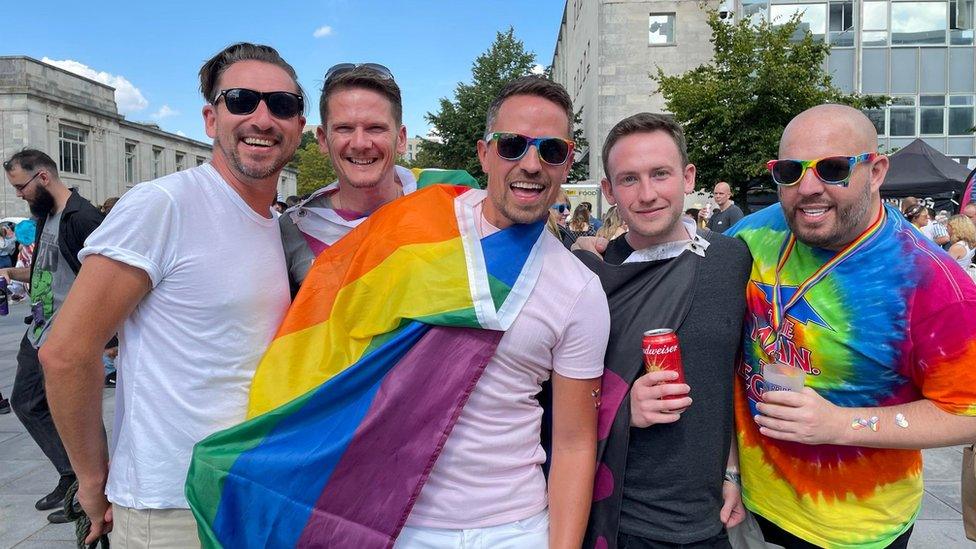 A group of friends from across the South Of England has come together for the Pride celebrations