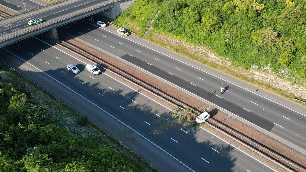 Scene of crash at junction of A64 and A1(M)