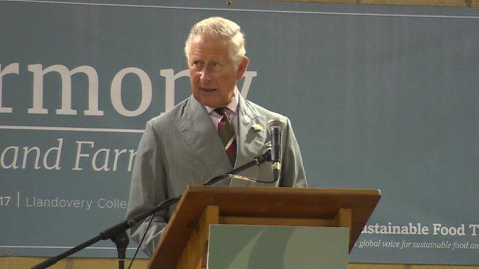 Prince Charles speaking at Llandovery College