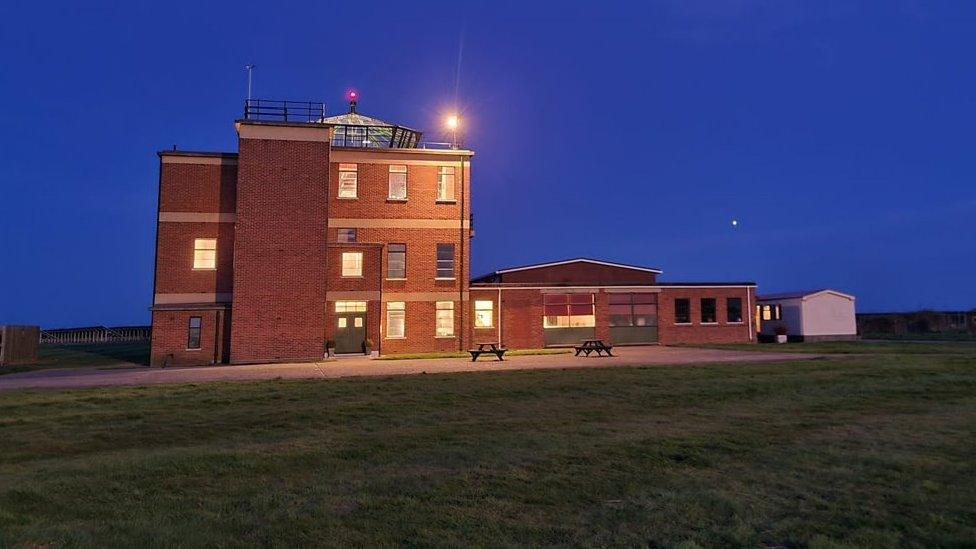 Control tower at night