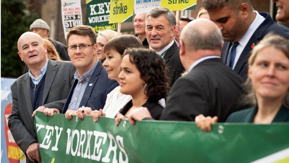 Mick Lynch at a Westminster rally