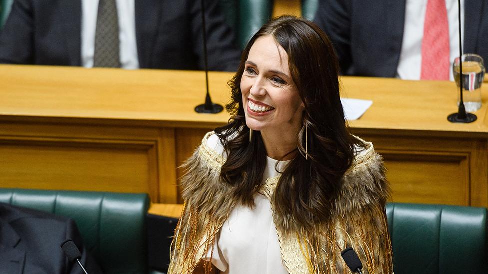 Jacinda Ardern smiling after last speech in parliament