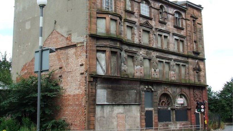 Former British Linen Bank building in the Gorbals