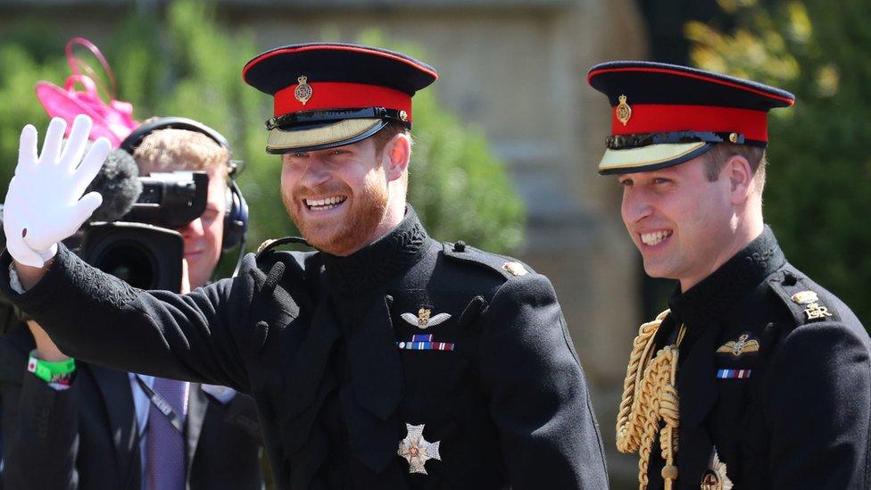 Prince Harry and William at the duke's wedding