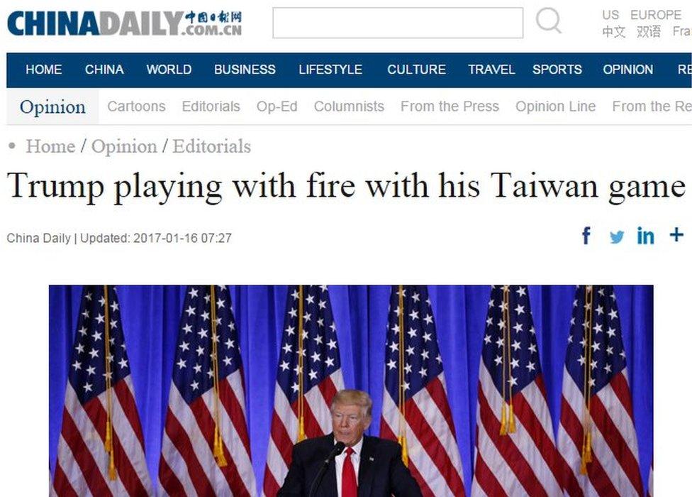 Screenshot of China Daily editorial dated 16 January 2017