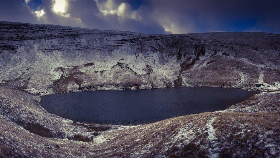 a lake at Pen y Fan