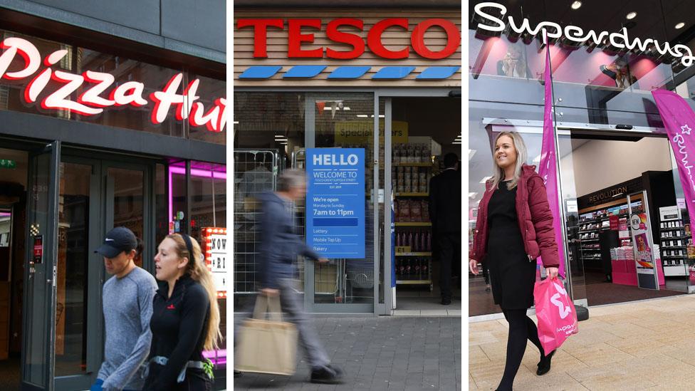 Pizza Hut, Tesco and Superdrug