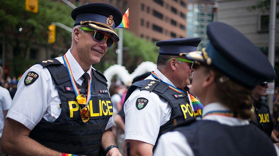 Police in Toronto Pride parade.