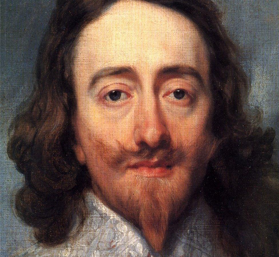 Detail of the portrait 'Charles I, King of England, from Three Angles', 1636 by van Dyck