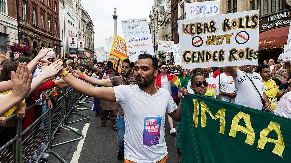 Imaan members in the 2019 Pride In London march