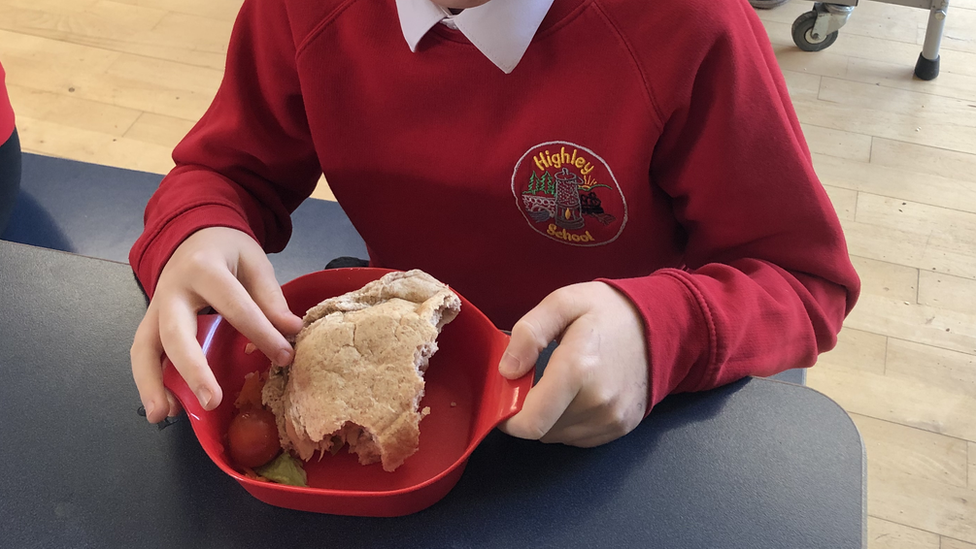 School dinner on table