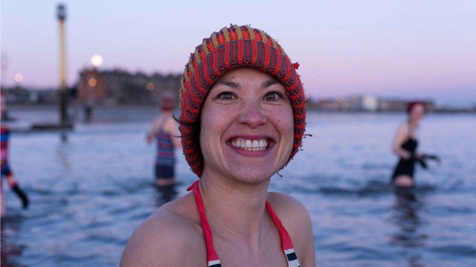 sunrise swim at Portobello Beach