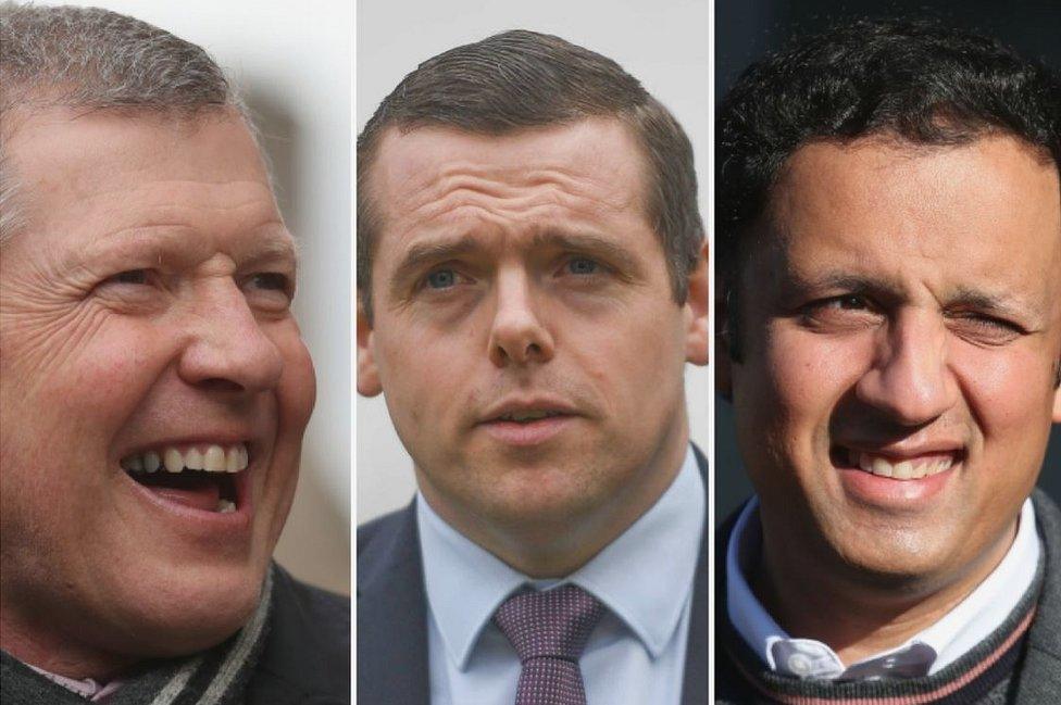 Willie Rennie, Douglas Ross and Anas Sarwar