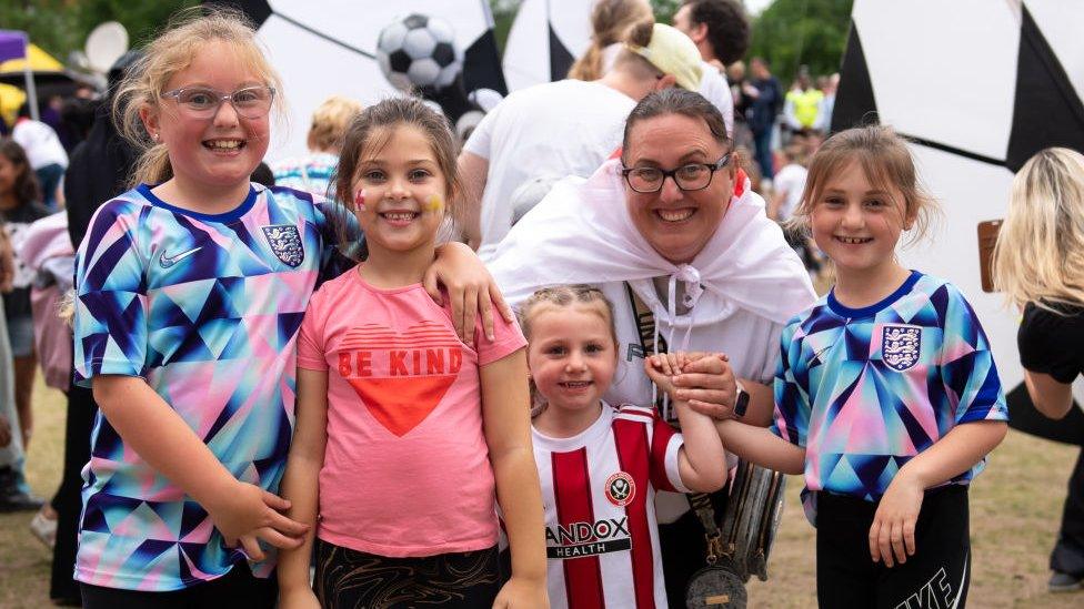 England supporters at the Fan Festival in Devonshire Green, Sheffield.