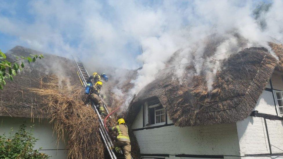 The fire at the thatched property in Urchfont