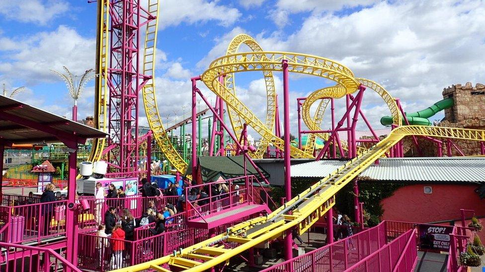 A ride at Adventure Island, at Southend seafront, Essex