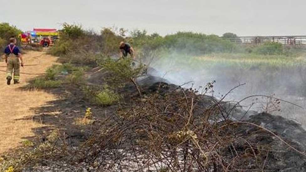 Fire at Canvey Island scrubland