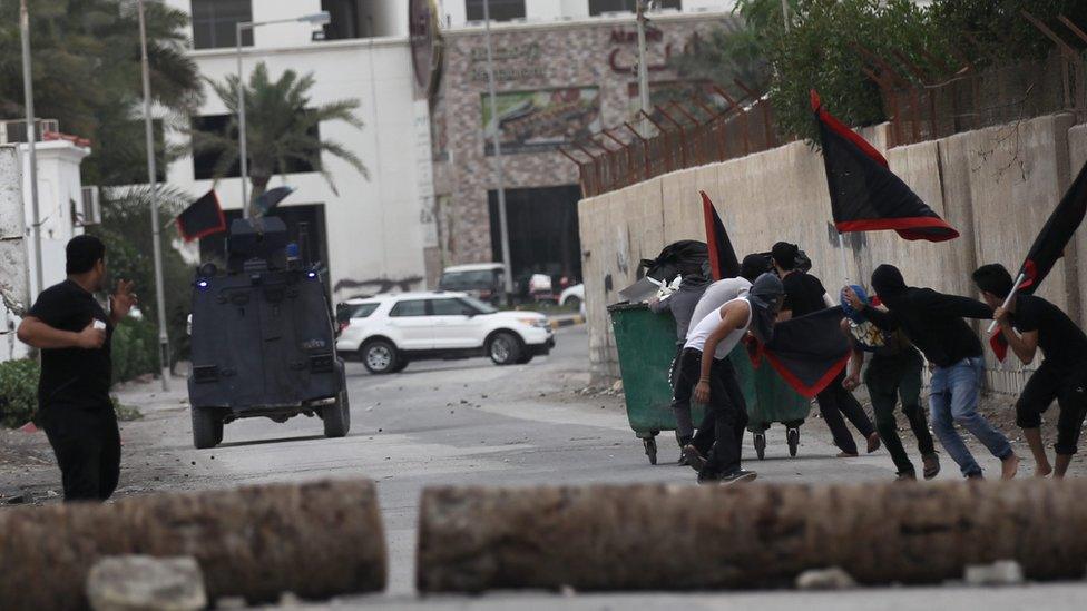 People protest in Bahrain against the execution of a prominent Shia cleric