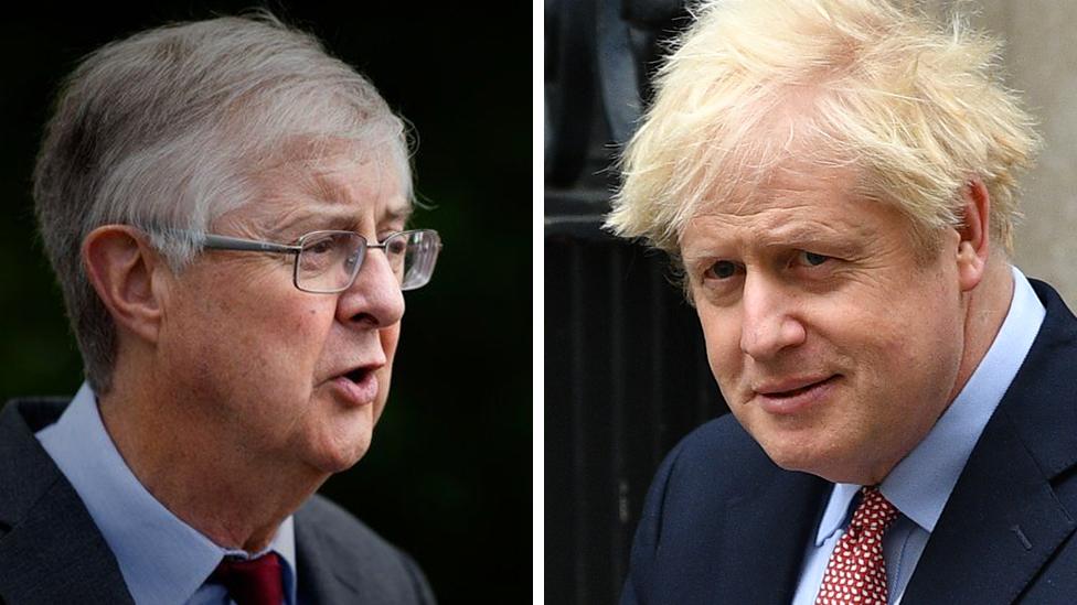 Mark Drakeford and Boris Johnson