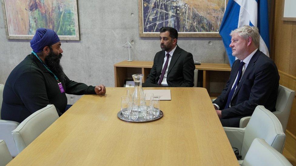 Jagtar's brother Gurpreet Singh Johal meeting First Minister Humza Yousaf and Angus Robertson