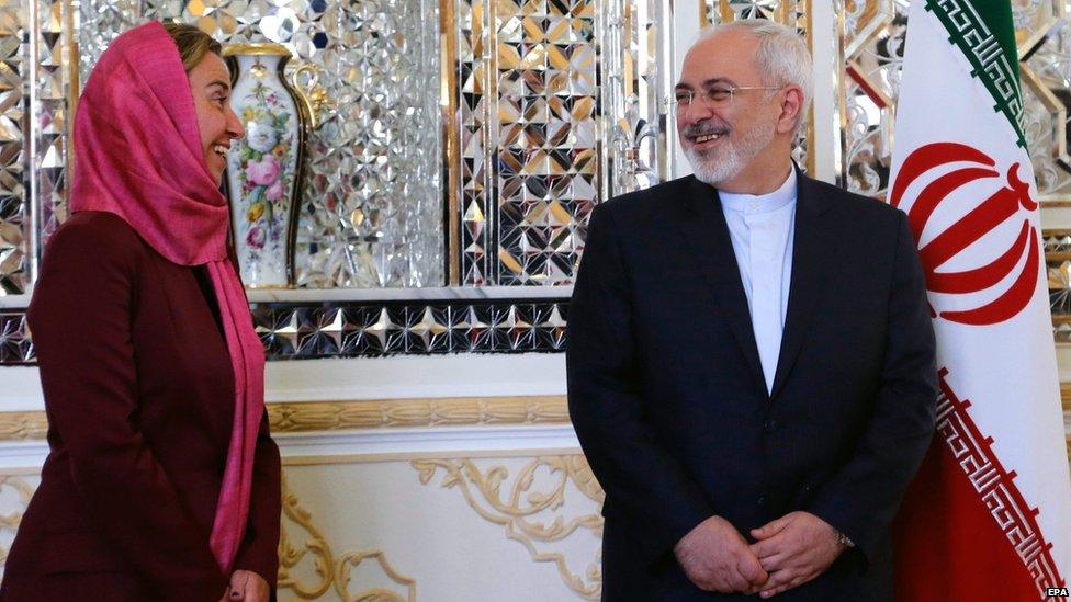 Federica Mogherini and Mohammad Javad Zarif